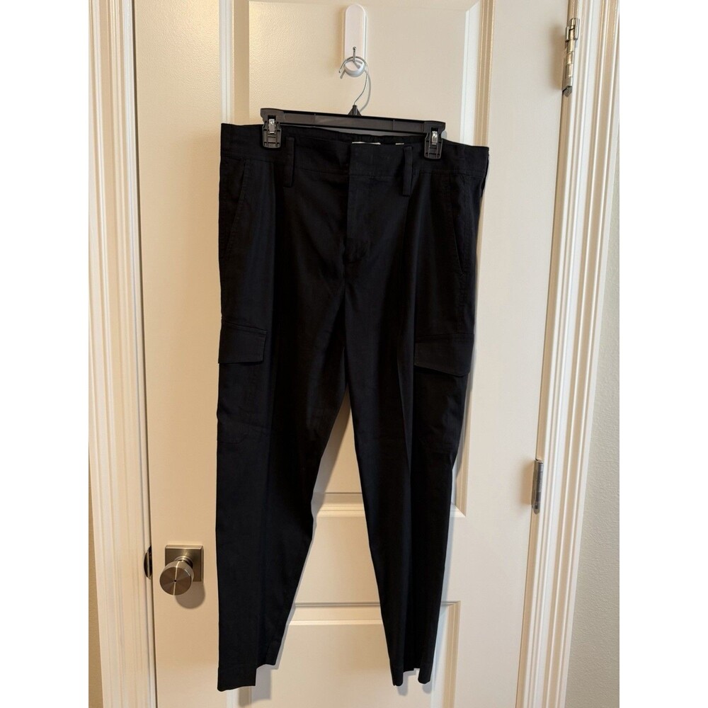 Vince Women’s Size 6 Black Linen Blend Cargo Pants Slim Tapered Stretch